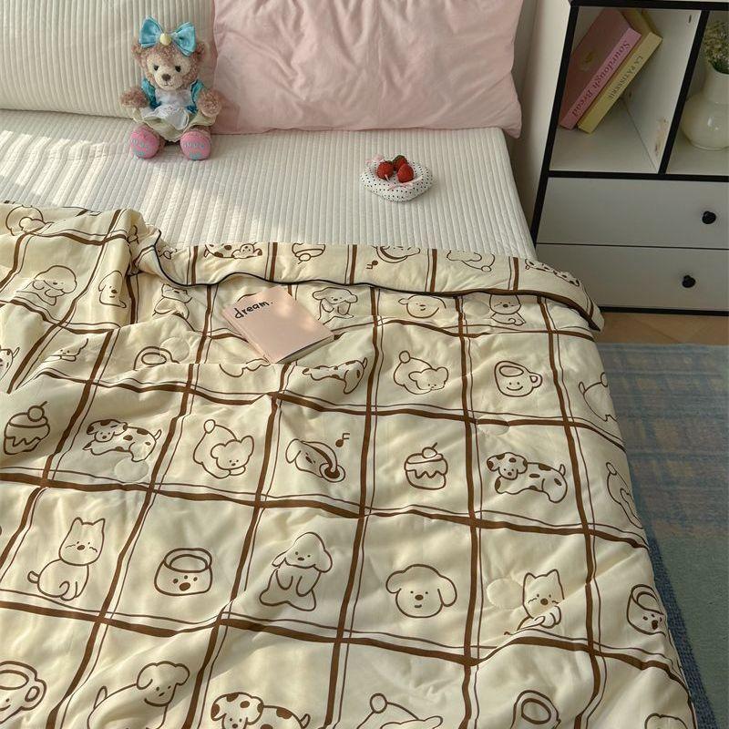 

Трикотажное хлопковое молочное шелковое летнее одеяло, милое детское летнее прохладное двойное одеяло для кондиционирования воздуха 200x230cm