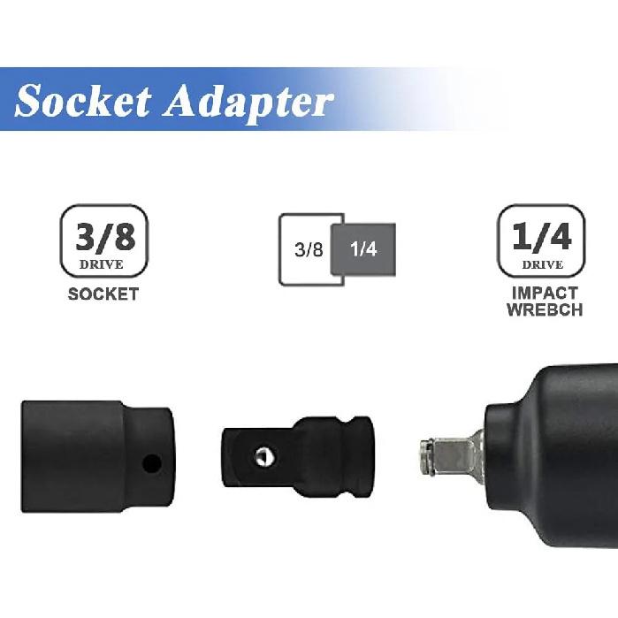 4PCS Impact Socket Adapter Reducer Set 1/2 3/8 1/4 Inch Use Wrenches Drills In Auto and Impact Driver Construction Work