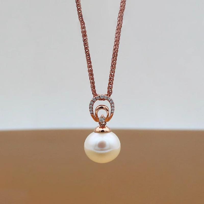 Exquisite Russian Purple Gold Natural Pearl Pendant Temperament Niche Neck Accessories Rose Gold Plated Necklace Jewelry