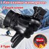 1 Paar Hoge Kwaliteit Zwarte Rijhandschoenen met Volle Vingers Heren PU Lederen Handschoenen Winter Warm Touchscreen Motorfiets Outdoor Handschoenen