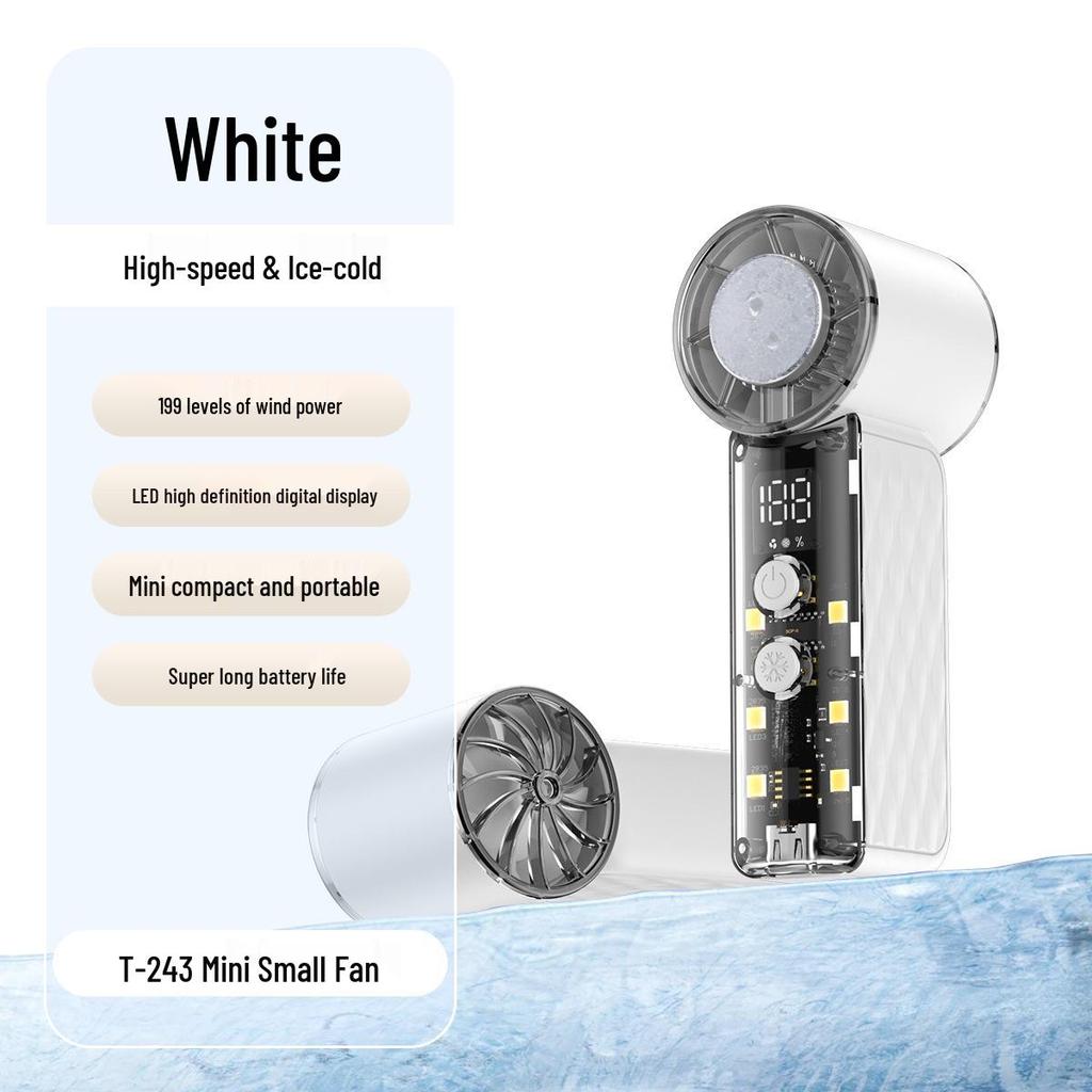 Portable USB Handheld Fan, T243 High-Speed Turbine Cooling, Compact Outdoor Ice Compress