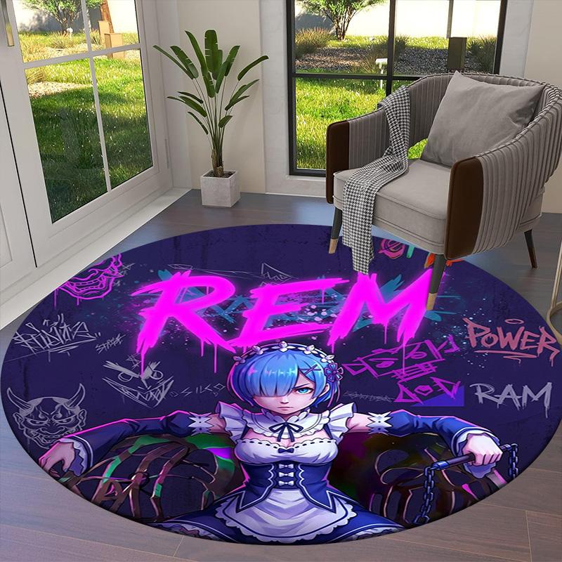 Re Zero Round Area Rug Carpet Rug For Living Room Bedroom Sofa Playroom Decor Nonslip Floor Mat
