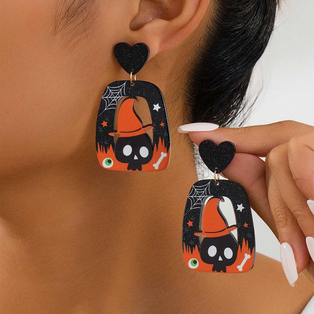 Neue Ohrringe süße Kürbis Totenkopf Geist Acryl Geometrische Ohrringe Nischen Ohrschmuck Damen
