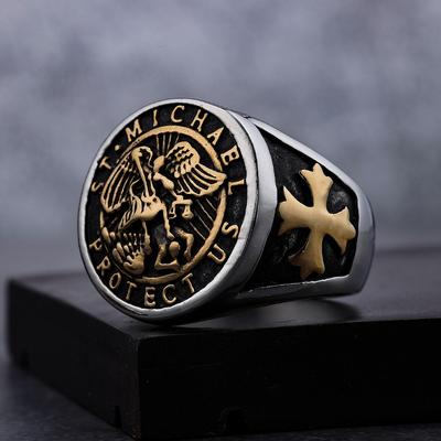 Vintage Erzengel Titanstahlring für Herren Stilvoller Langlebiger Titanring