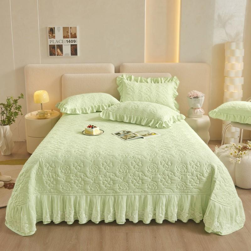 Floral Embossed White Lace Coverlet Bedspread with 2 Pcs Pillow shams Solid White Full/Queen/King Bed Cover 3Pieces Bedding set