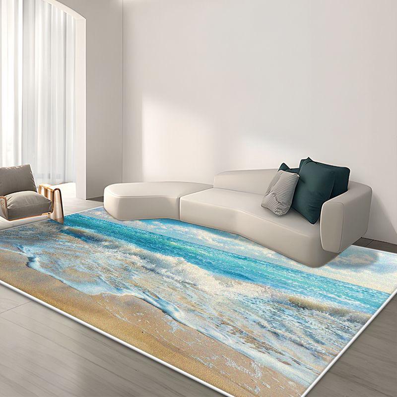 Modern Decoration Large Living Room Rugs 3D Coast Pattern Bedroom Bedside Easy Clean Carpet Lounge Non-slip Washable Mat Outdoor