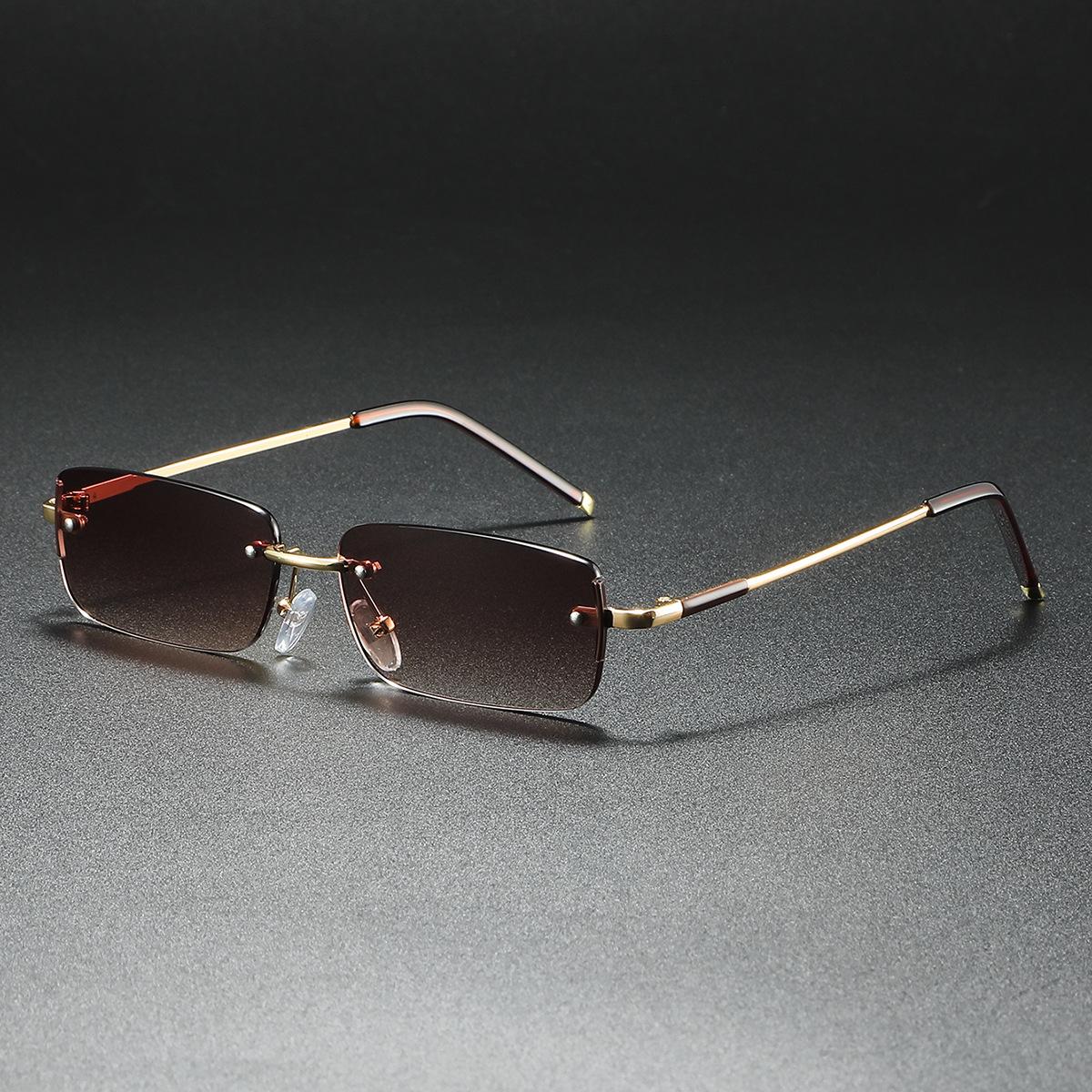 

Stylish Rimless Sunglasses Rectangle Popular Women Eyeglasses Men Shades Small Square Sun Eyeglasses For Female Male Traveling Oculos Glasses 1PC