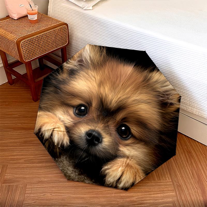 Dog on Black Background  pattern, automatic folding umbrella, portable and foldable design, 8 ribs, a Christmas or birthday gift.