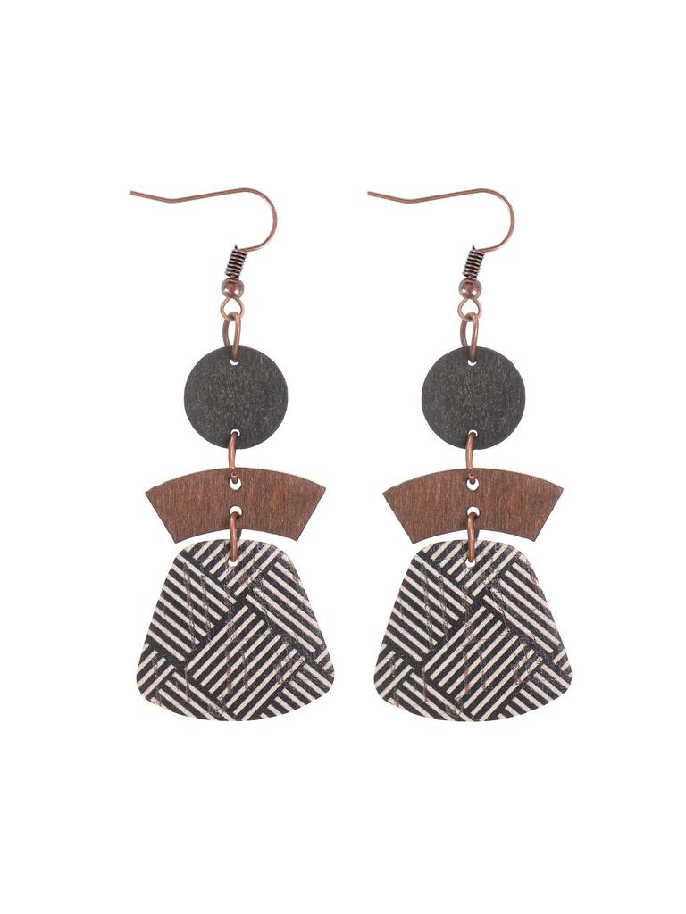 Bohemian Multi-layer Patchwork Geometric Cork Earrings