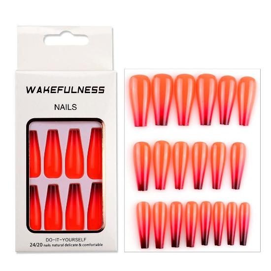 Dlouhý přechod Pure Color Ballet Nail Nail Piece Barevný tisk Love Flame Evropské a americké Nails Art Tipy na falešné nehty Gel na nehty Full Cover
