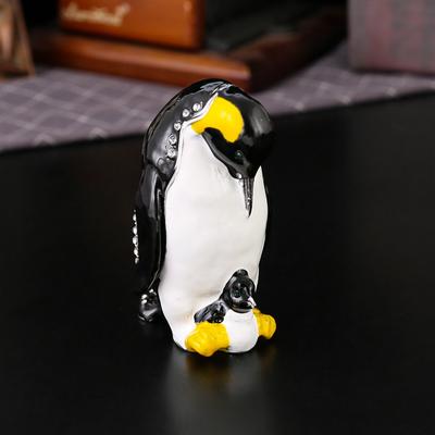 Arctic Penguin Jewelry Box Dresser Desktop Ornament Jewelry Storage Box Metal Crafts Cartoon Penguin Ornament