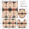 ArtSocket African Boho Retro Bathroom Set with Shower Curtain and Rugs Accessory, Traditional Rhombus Summer Colorful Abstract Shower Curtain for