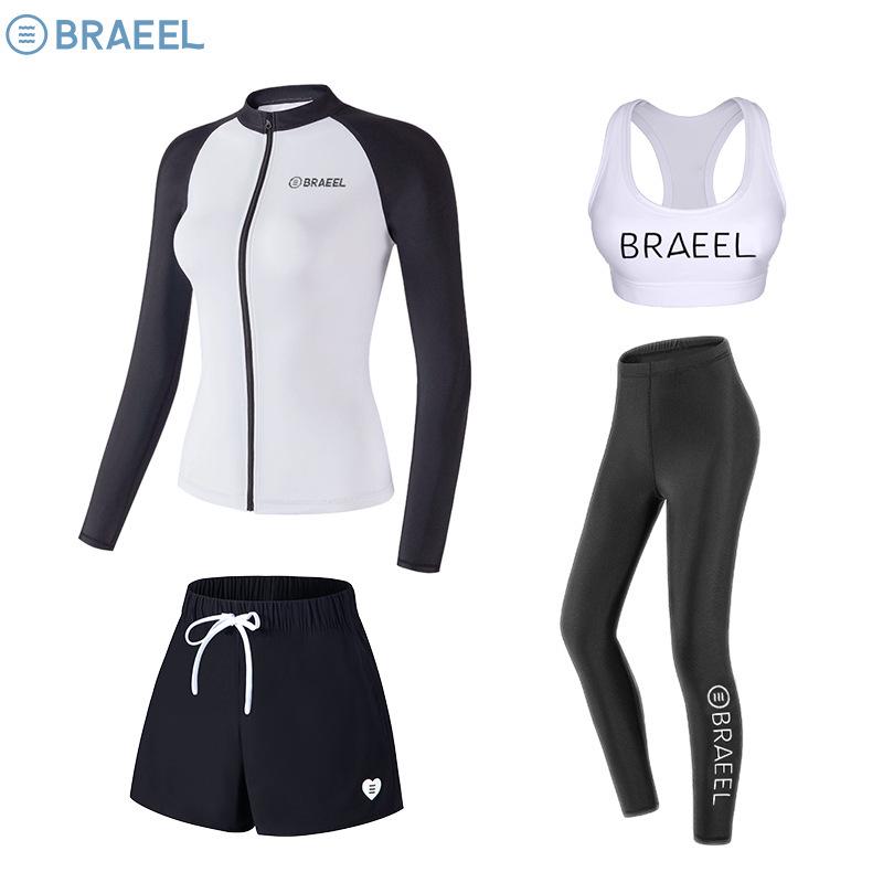Korean Women's Quick-Dry Long-Sleeve Sun Protection Swimsuit for Surfing and Snorkeling