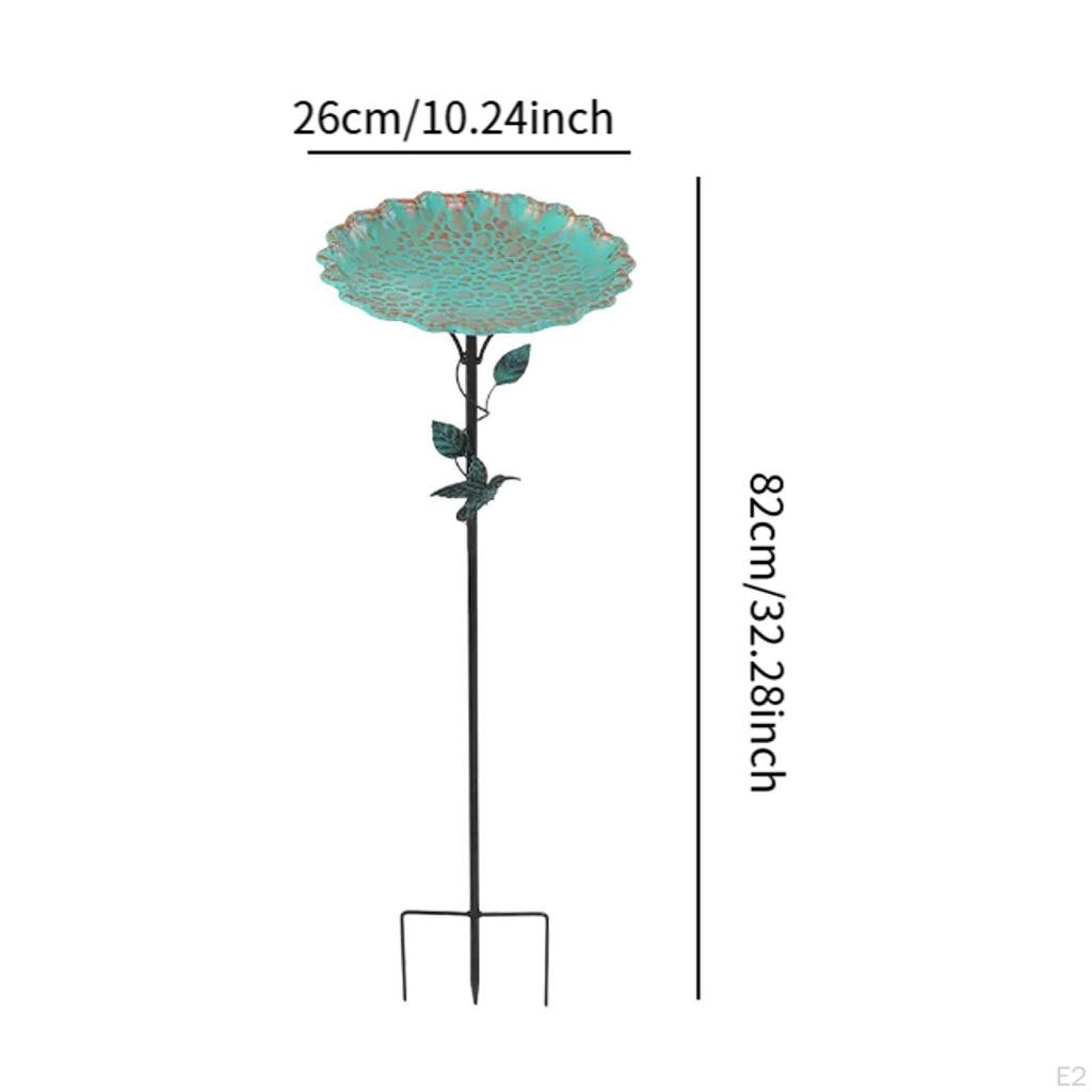 Bird Feeder Bath for Outdoor Ornament Flower Shape Bowl with Stake Garden Metal