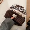 Vintage Fair Island knitted wool hat women's autumn and winter warm versatile ear protection hat loose face small headgear
