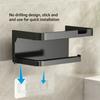 Contemporary Bathroom Shelf with Integrated Phone Tray and Paper Roll Holder Plastic Design Suitable for Washroom