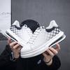 New low-top boys board shoes 3D printing plaid men's shoes black and white air cushion shoes trendy sports and leisure shoes spot