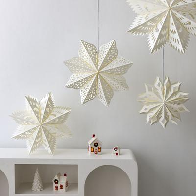3 Pcs Christmas Paper Snowflake Star Decoration Hanging For Christmas, Weddings, Birthdays Christmas Tree Home Decoration Scene