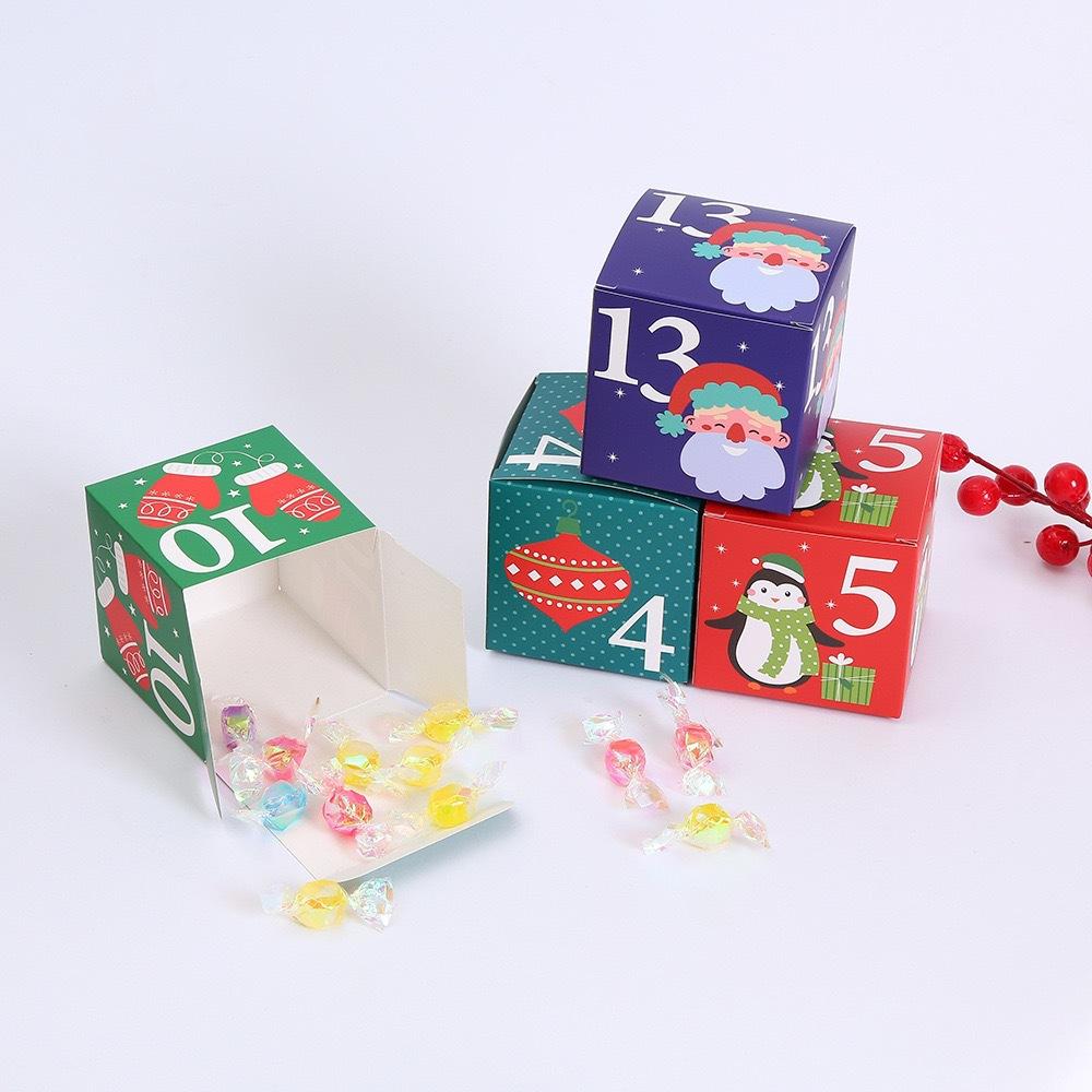 48pcs Christmas Advent Calendar Box Paper Boxes Countdown Gift Wrapping Candy Surprise Packaging for Xmas Treat