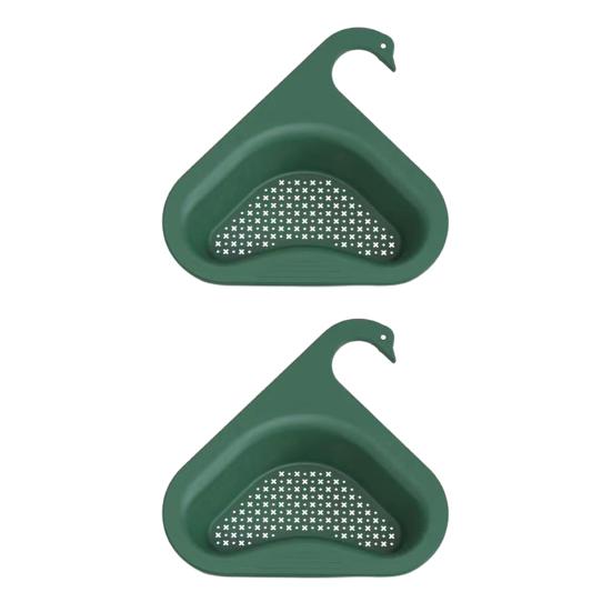 

2 шт. декоративная корзина для слива, хорошая устойчивость, пластиковая полая многофункциональная корзина для фильтра для раковины в форме лебедя для дома зелёный