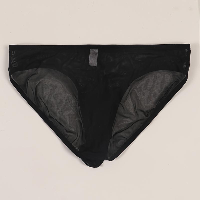 Varsbaby Men's Black Semi-Transparent Sexy Thin Briefs