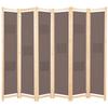 6-Panel Room Divider Brown 240 X 170 X 4 Cm Fabric