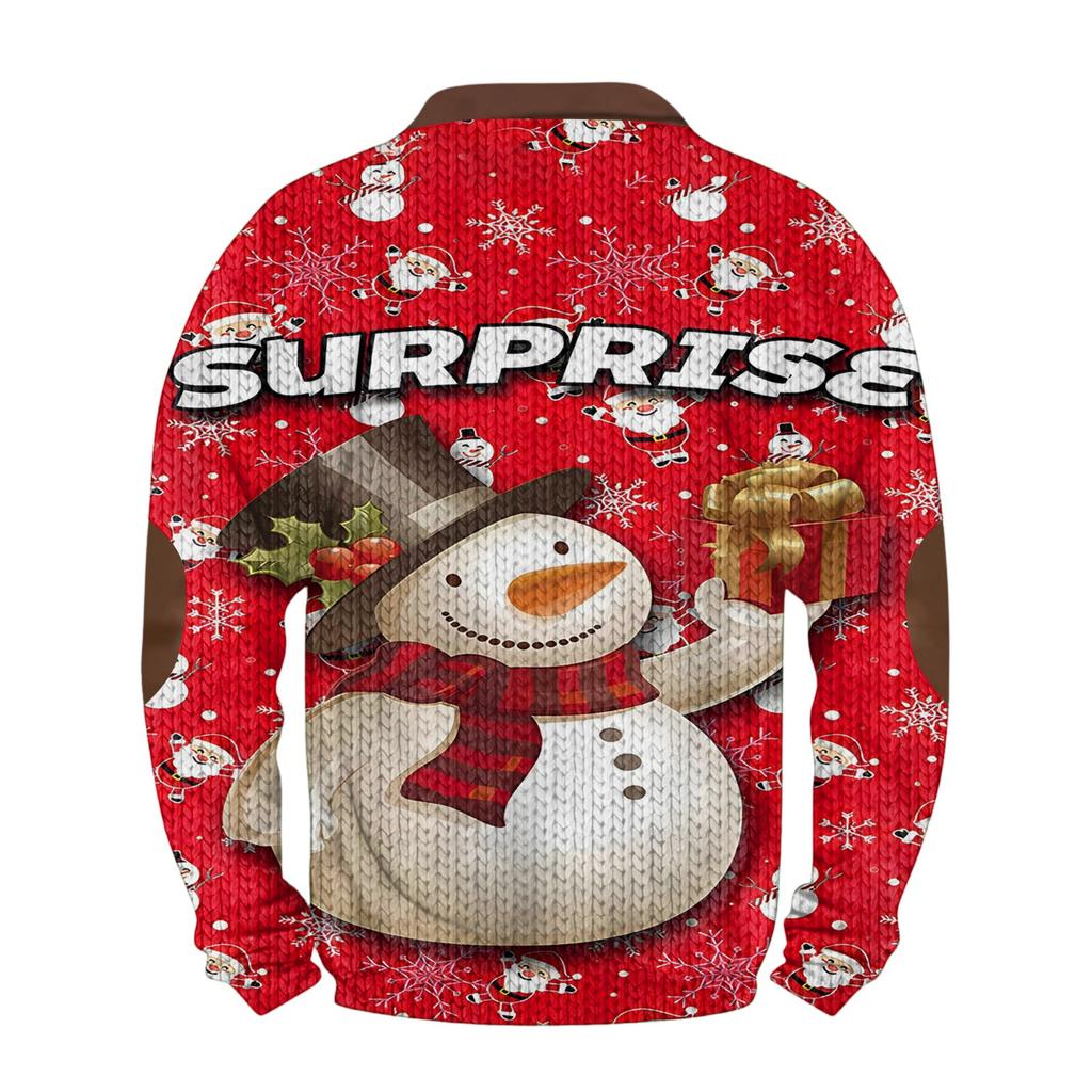 Mens Christmas Sweater Zip Up Sweatshirts Vintage Knit Graphic Sweatshirt Xmas Stand Collar Pullover