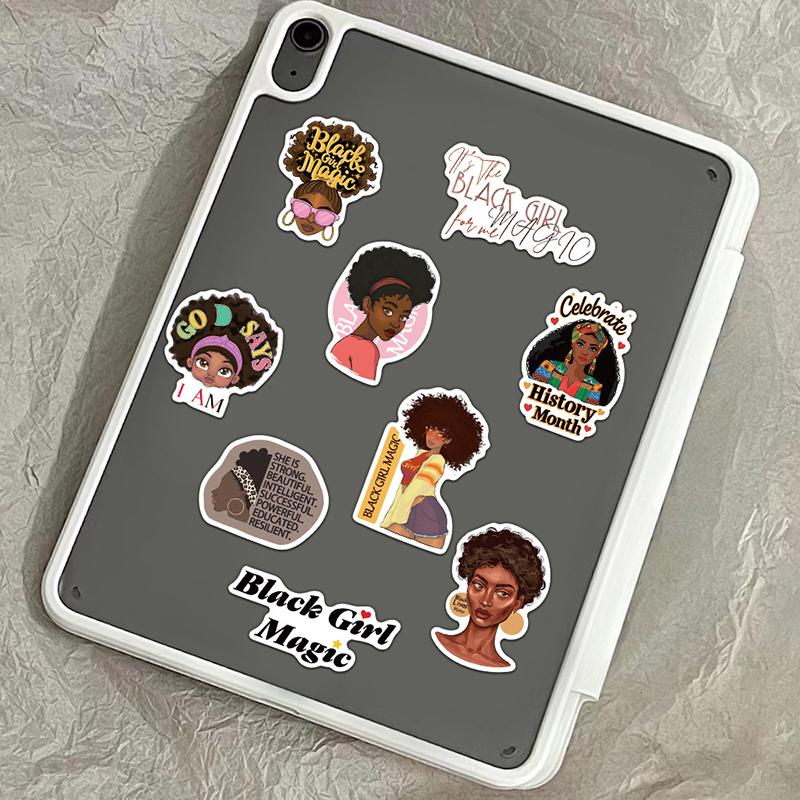 

50 Pieces Black Girls Stickers Magic Girl Decal Self Affirmation For Laptop Water Bottles Skateboard Multicolor