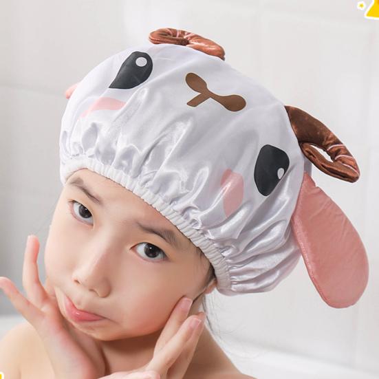 Bath Hair Hat Cartoon Design Waterproof Double Layer Elastic Band Hair Protection Nerdy Koala Cute Kids Bathing Hat Home Supply