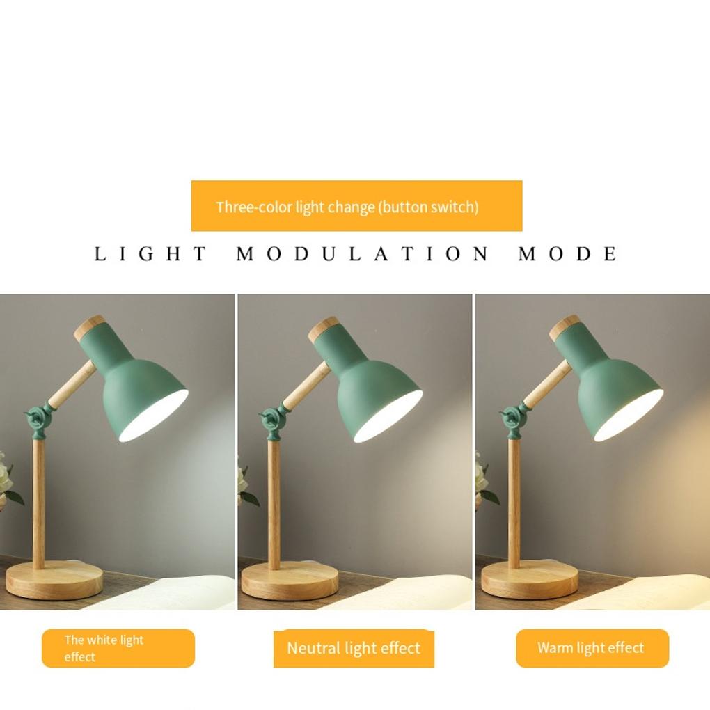Book Reading Table Light with Lampshade Adjustable 3 Colors Dimmable Nightstand Desk Lamp Lighting Tool Home Bedroom Office