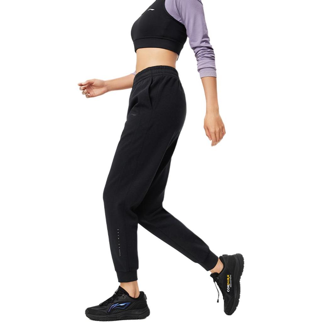 Li Ning Fitness Series Casual Breathable Comfortable Soft Knitted Sports Pants Women Pants Black AKLU140-1
