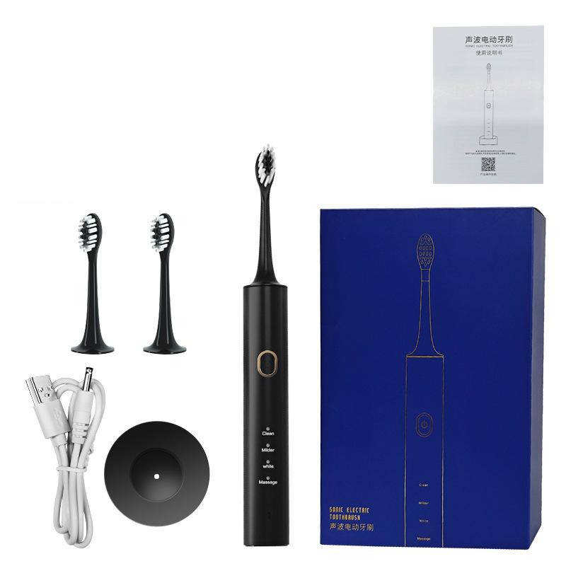 

Электрическая зубная щетка DuPont Soft Fur Ультразвуковая зубная щетка с высокой вибрацией Перезаряжаемая Водонепроницаемая 4-скоростная чистка зубов чёрный