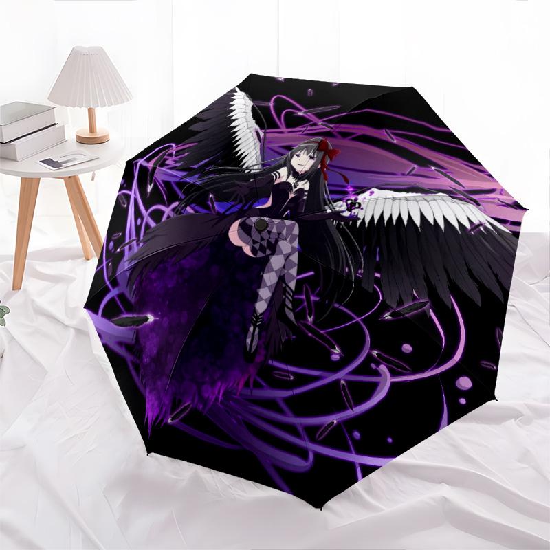 

Homura Akemi pattern, automatic folding umbrella, portable and foldable design, 8 ribs, a Christmas or birthday gift.