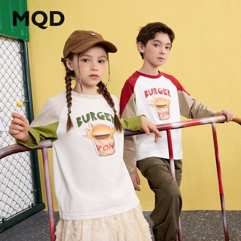 

MQD Boys Preppy Raglan Colorblock Cartoon Letter Long Sleeve T-Shirt 120