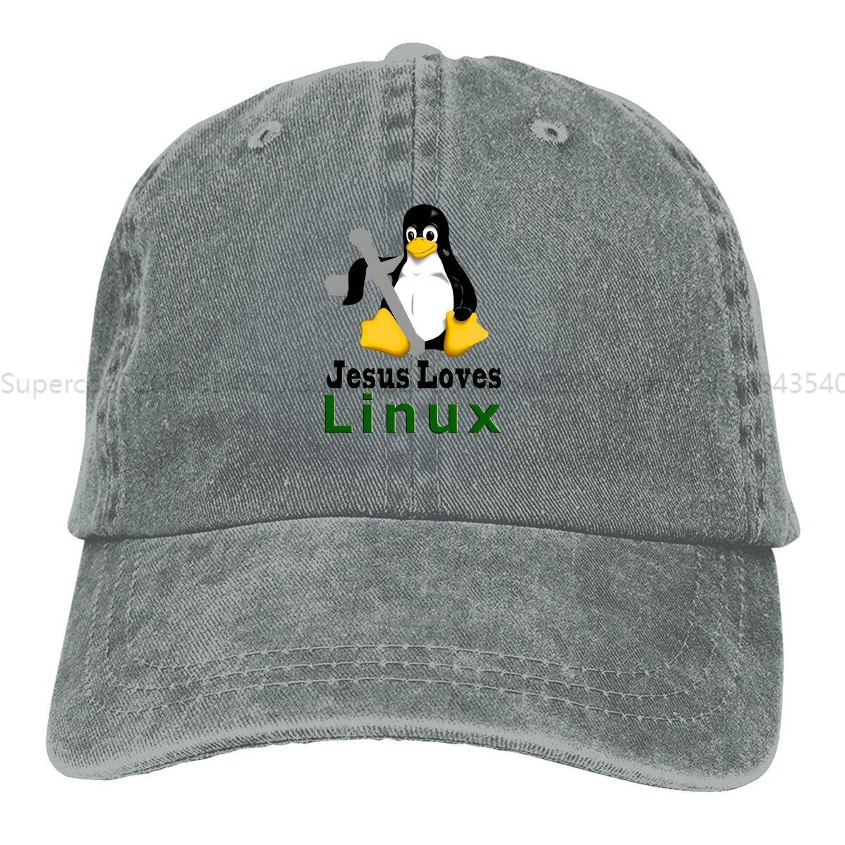Jesus Loves Linux Baseball Cap Unisex Hats Wounisex Visor Protection Snapback Linux System Caps One Size