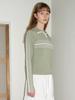 SINOON Line Half Zip-Up Knit Top (Light Khaki)