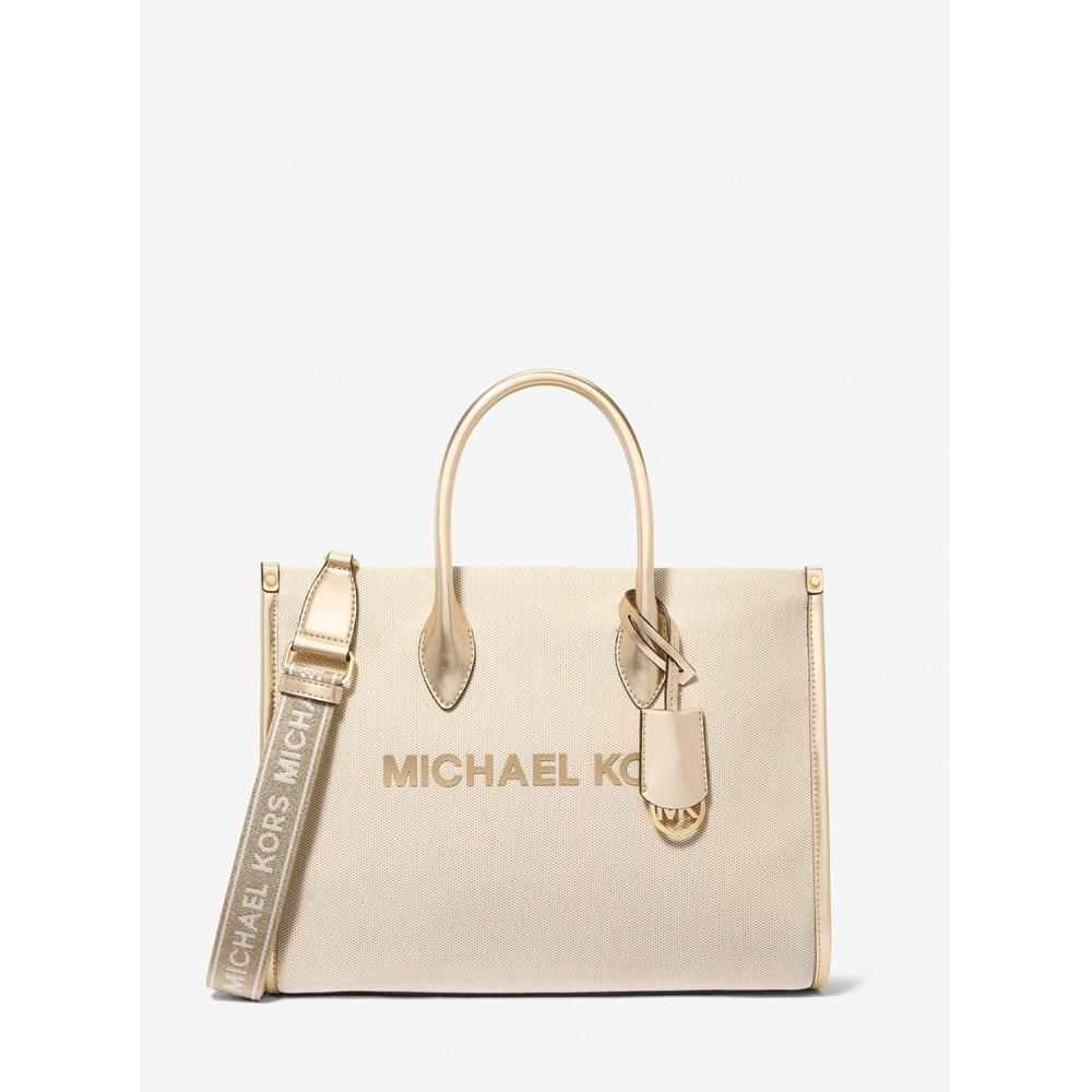 

Michael Kors Mirella Metallic Canvas Tote Medium 35s5g7zt6m705 Pale Gold F