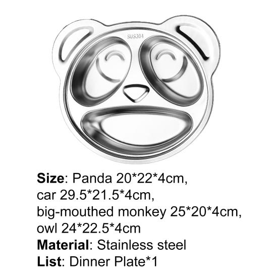 Dinner Plate Eco-friendly Rust-proof Stainless Steel Separate Baby Food Plate for Home