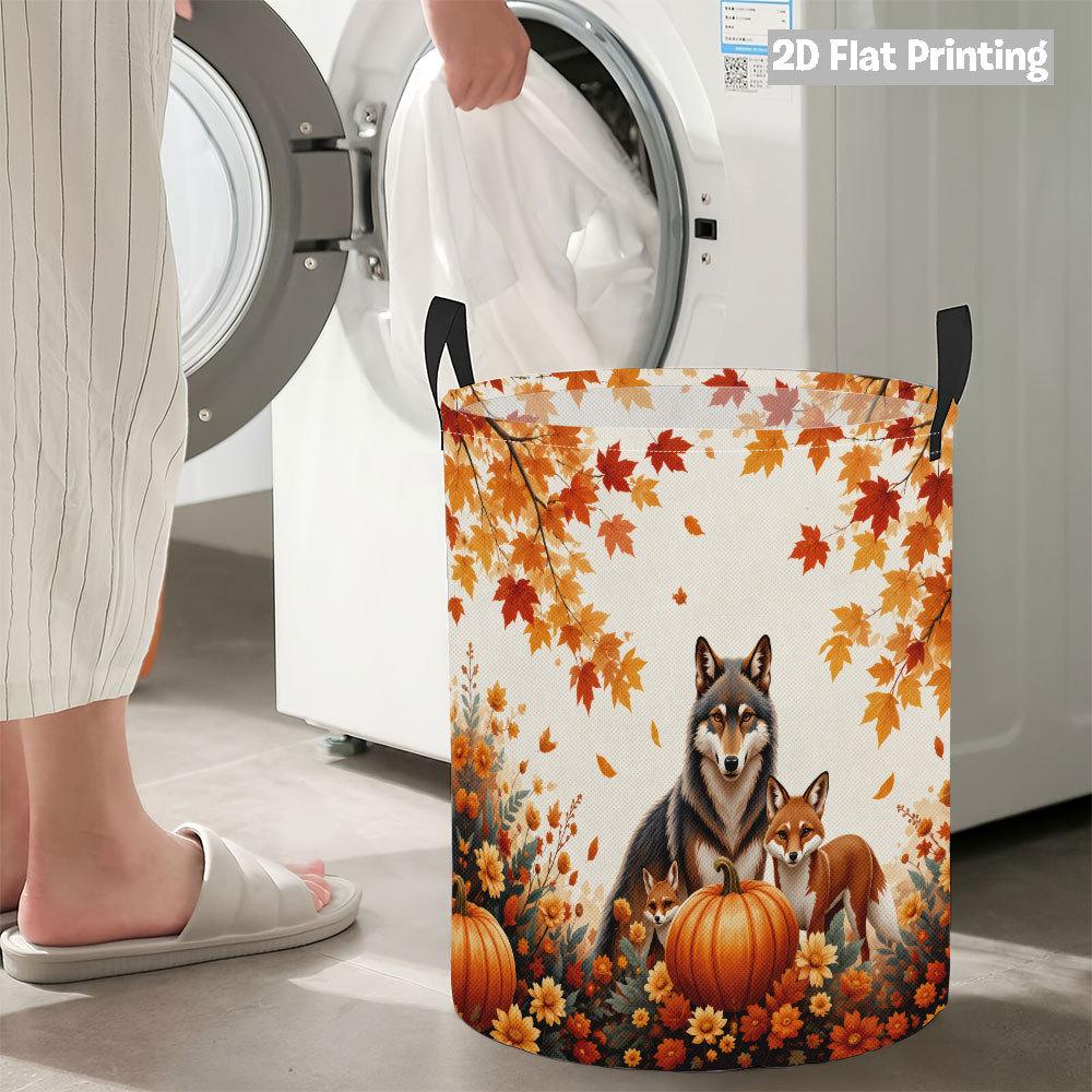 Collapsible Laundry Basket Large Round Waterproof Fabric Hamper Dirty Clothes Storage Bin Toy Organizer with Handles