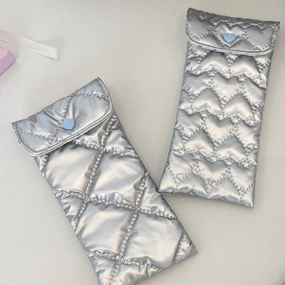 Quilted Satin Eyeglasses Storage Case PU Small Item Organizer Bow Sunglasses Pouch  Gift Giving