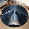 Retro Wildes Wolf Rundteppich, Teppich für Wohnzimmer Schlafzimmer Sofa Spielzimmer Dekor, Rutschfeste Bodenmatte