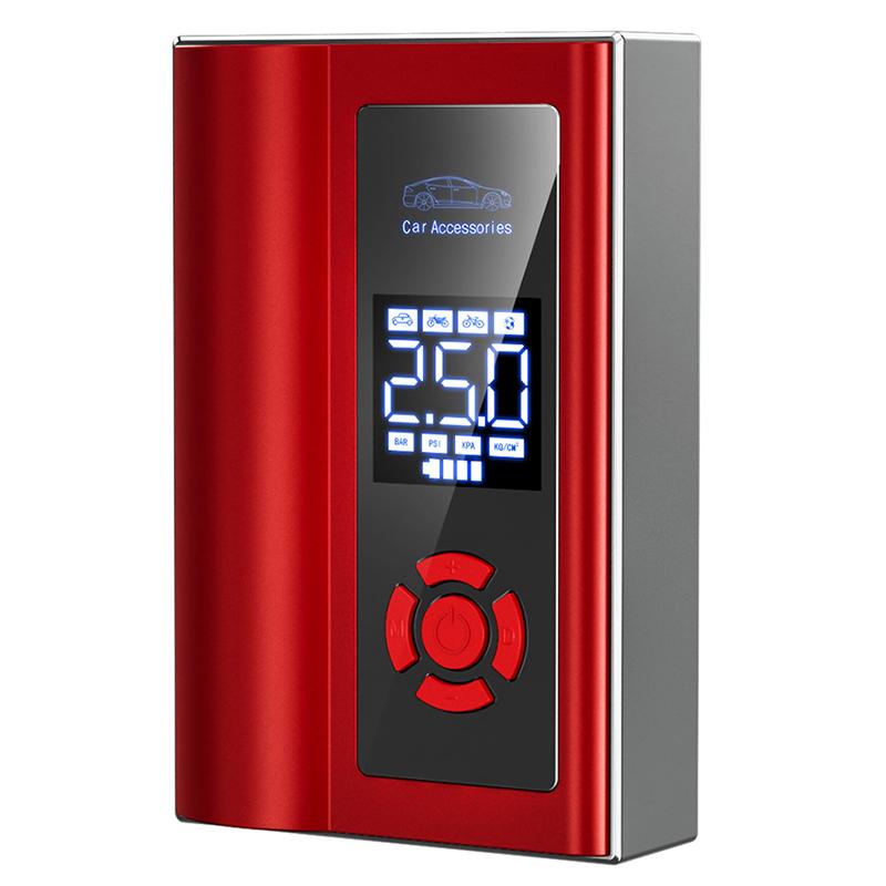 

Multifunctional 7800mAh Car Jump Starter Digital Display Tire Inflator LED Flashlight Phone Power Bank Red