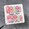 10Pcs French Gradient Handmade False Nails Light Luxury Sweet Coffin 3D Flower Starfish Designs Finished Manicure Acrylic Nails