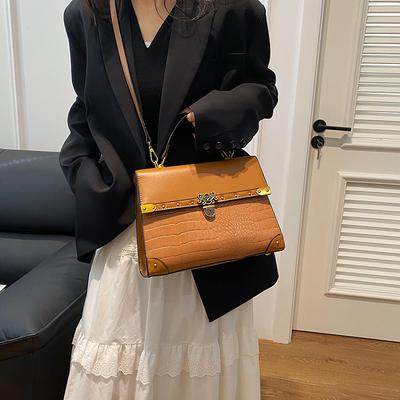 Crocodile Transport Bags for Women Large Capacity Shoulder Bags Rivets Large Casual Crossbody Bag
