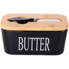 Wooden Cover Ceramic Butter Box with Spatula Knife Sealed Fresh Butter Box Multicolor Rectangular Sealed Kitchen Storage Box