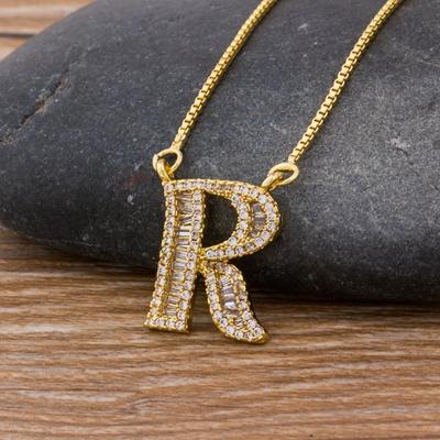 Nidin Light Luxury A-Z 26 Letters Necklace Zircon Pendant for Women Initials Name Necklace Fashion Party Wedding Jewelry Gift