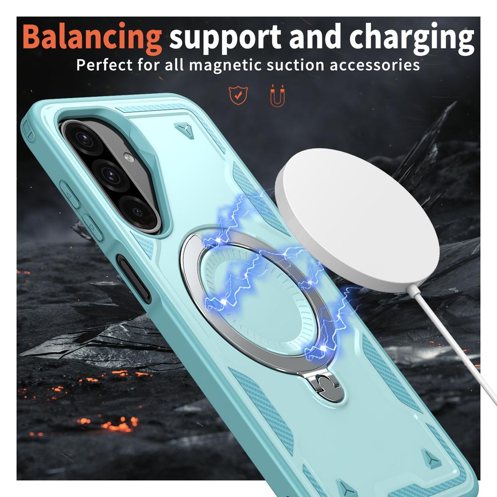 For Samsung Galaxy S25 FE Magnetic Case Military Protection PC + TPU Kickstand Phone Cover