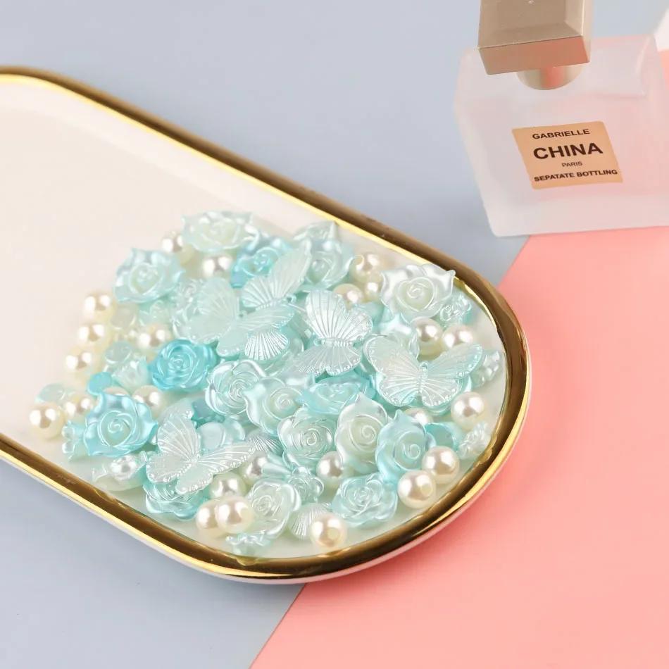 50g Baroque Beautiful Color Bow Butterfly Flower Pearl Material Pack Girl DIY Handmade Cream Gel Phone Case Hairpin Decoration