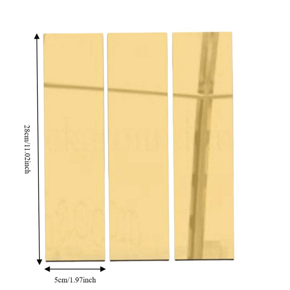 10pcs Acrylic Acrylic Wall Sticker Golden, Silver 1.96 X 11.02in Mirror Wall Decal Self-adhesive Rectangle