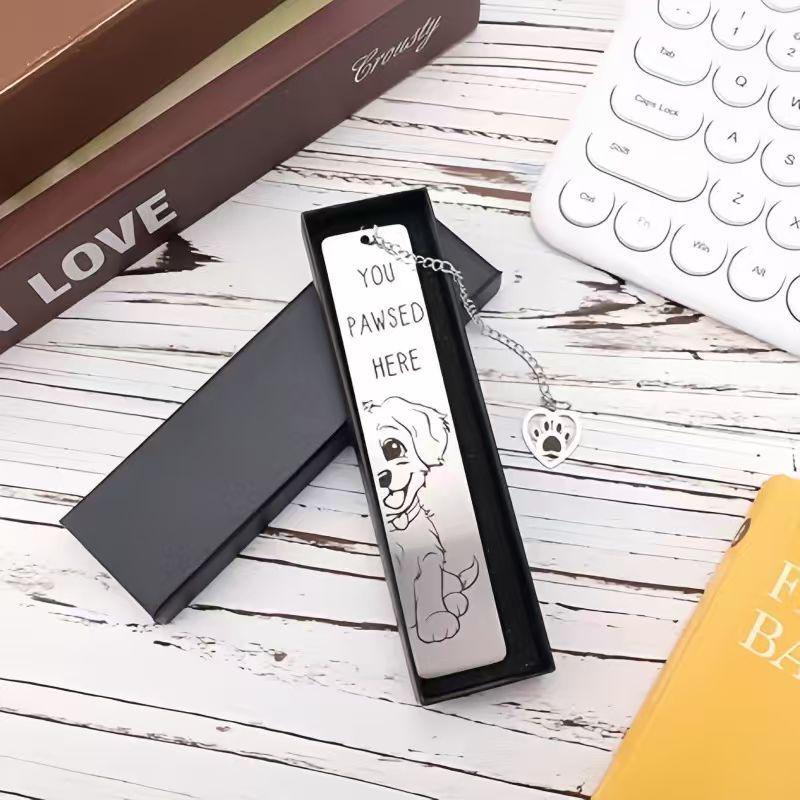 Black & White Funny Cat Dog Stainless Steel Bookmarks - Cute Color Blocking Design